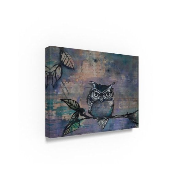 Zwart 'Owl On A Branch' Canvas Art,14x19